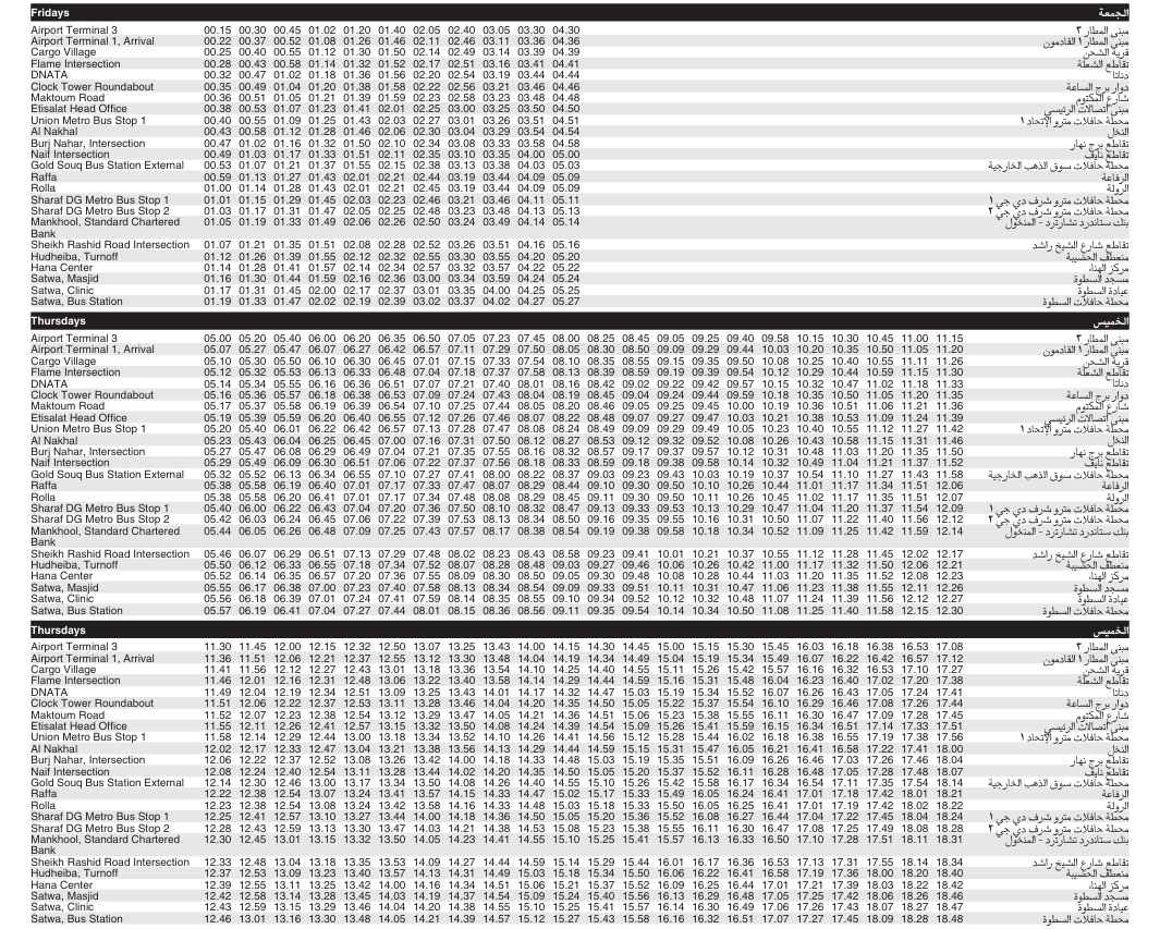 Bus C01 Friday Thursday Timetable