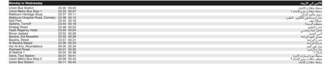 Bus F01 Monday To Wednesday Timetable 2