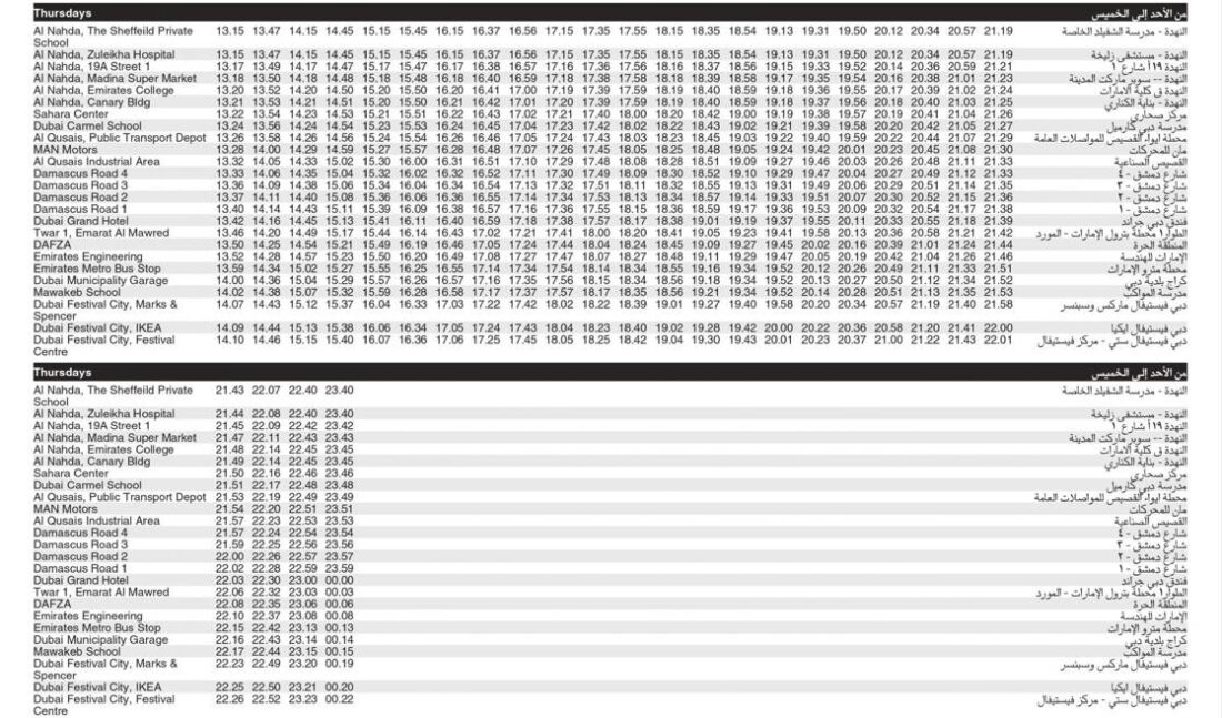 Bus F08 Thursday Timetable 2