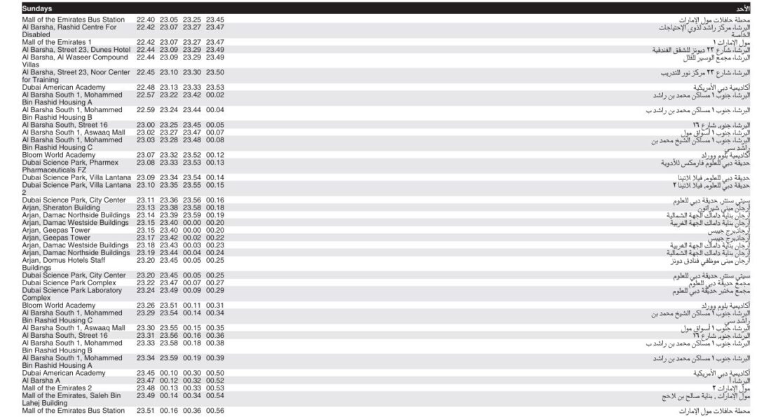 Bus F36 Sunday Timetable 3