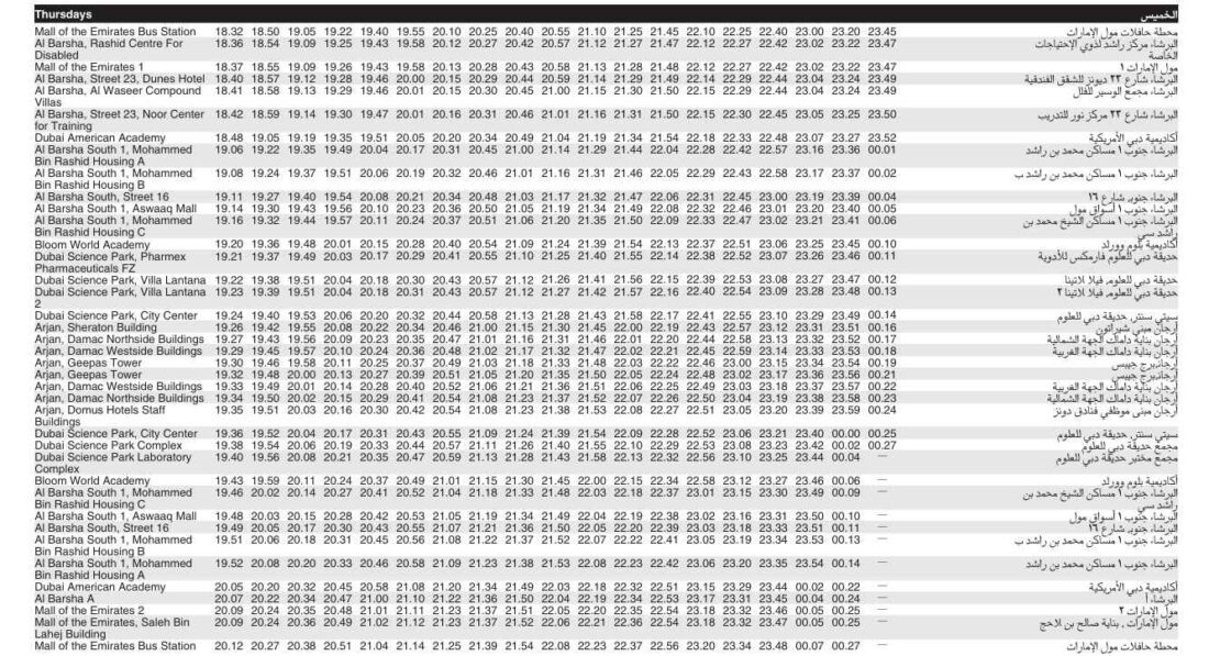 Bus F36 Thursday Timetable 3