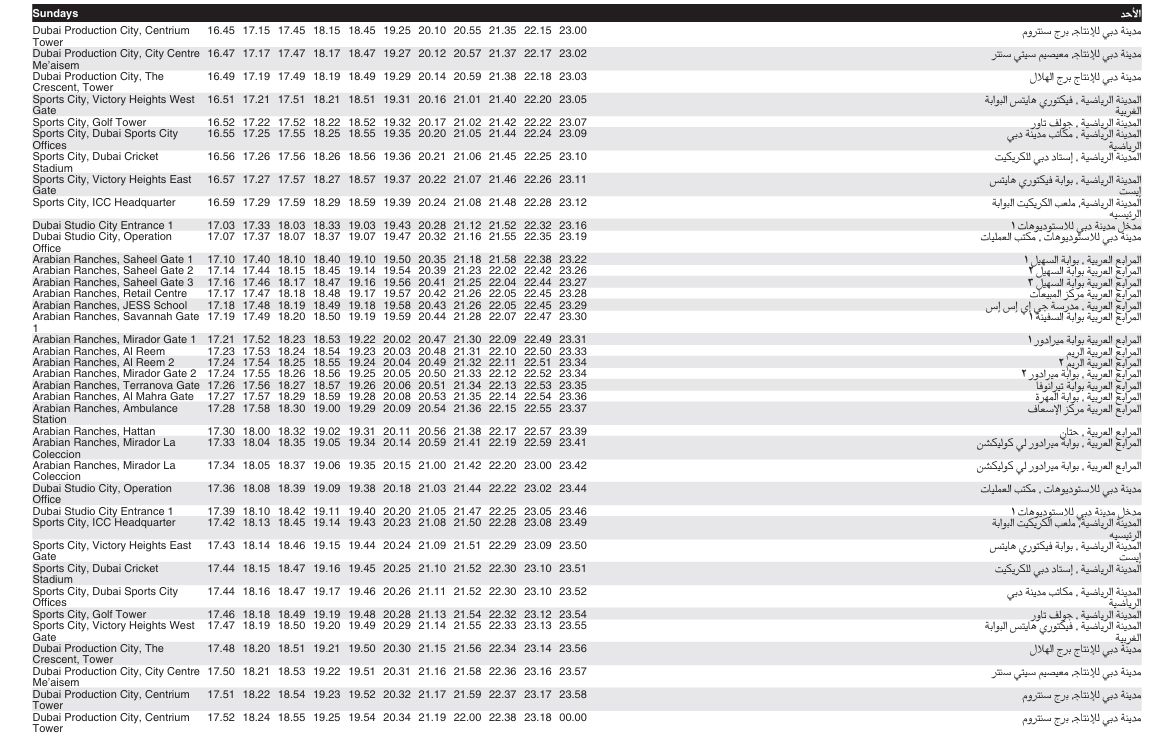 Bus J02 Sunday Timetable 2