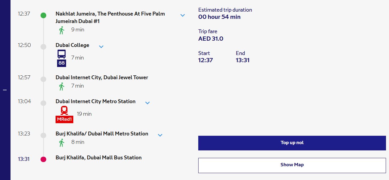 Cheapest Route Available Five Palm Jumeirah To Dubai Mall