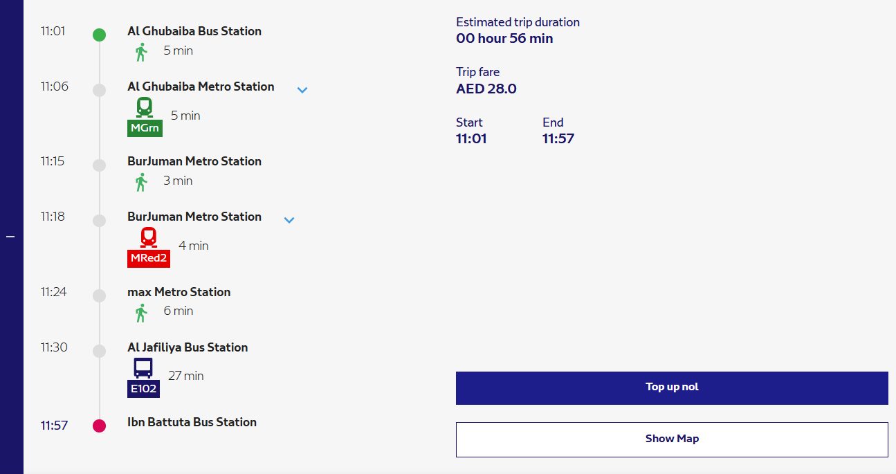 Fastest Route Available For Al Ghubaiba To Ibn Battuta