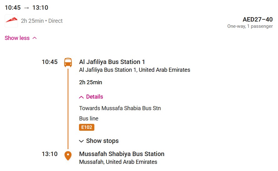 Fastest And Cheapest Route Available For Al Jafiliya Station To Mussafah