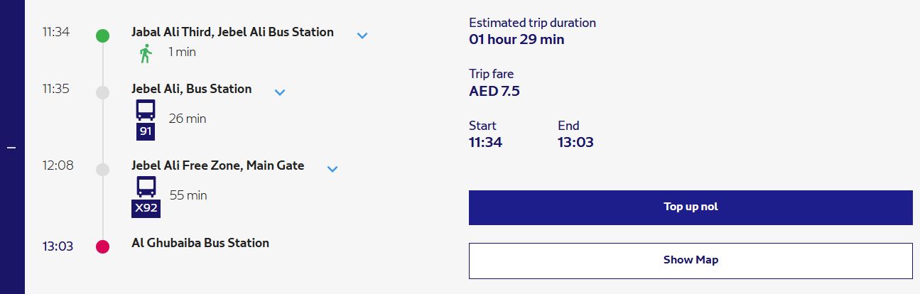 Fastest And Cheapest Route Available For Jebel Ali To Al Ghubaiba