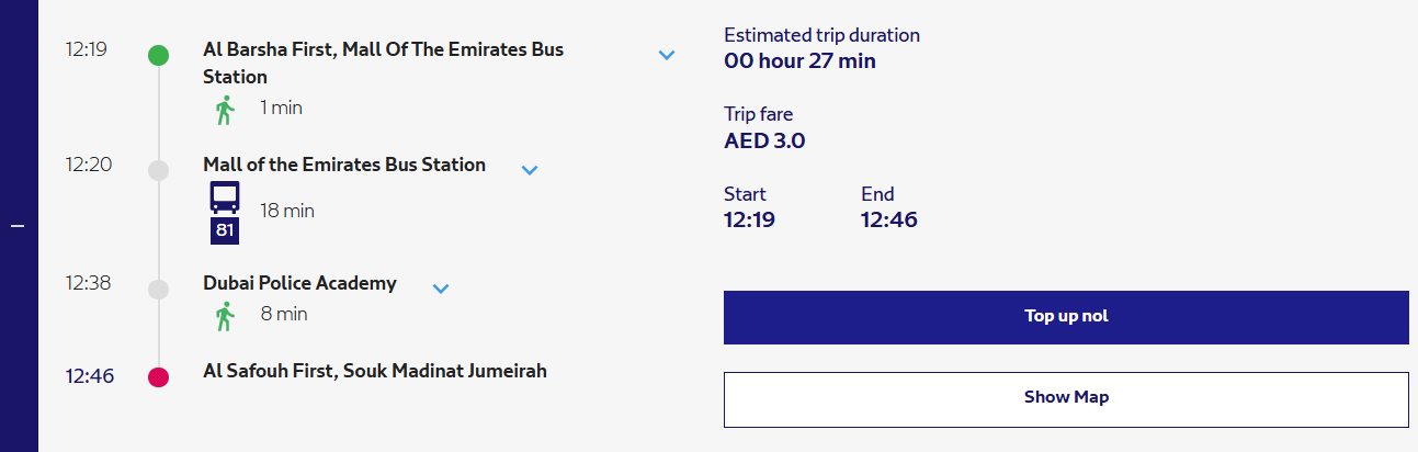 Fastest And Cheapest Route Available For Mall Of Emirates To Souk Madinat Jumeirah