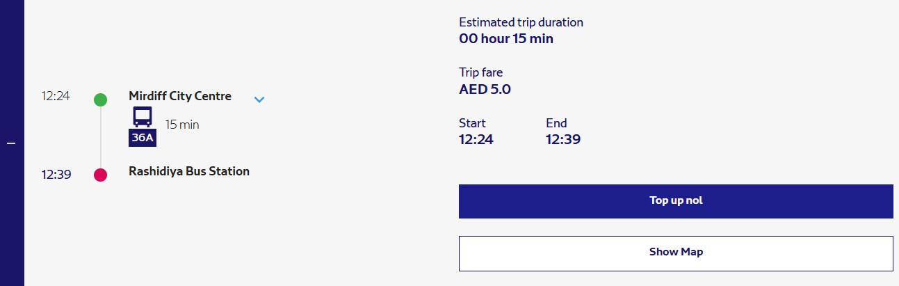 Fastest And Cheapest Route Available For Mirdif To Rashidiya