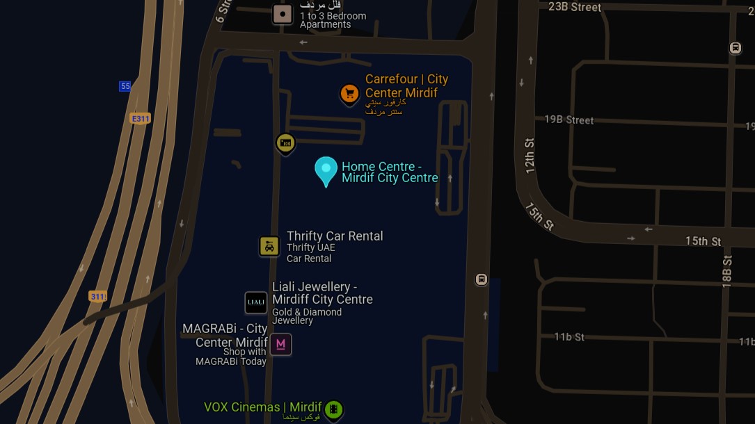 Home Centre City Centre Mirdif Maps