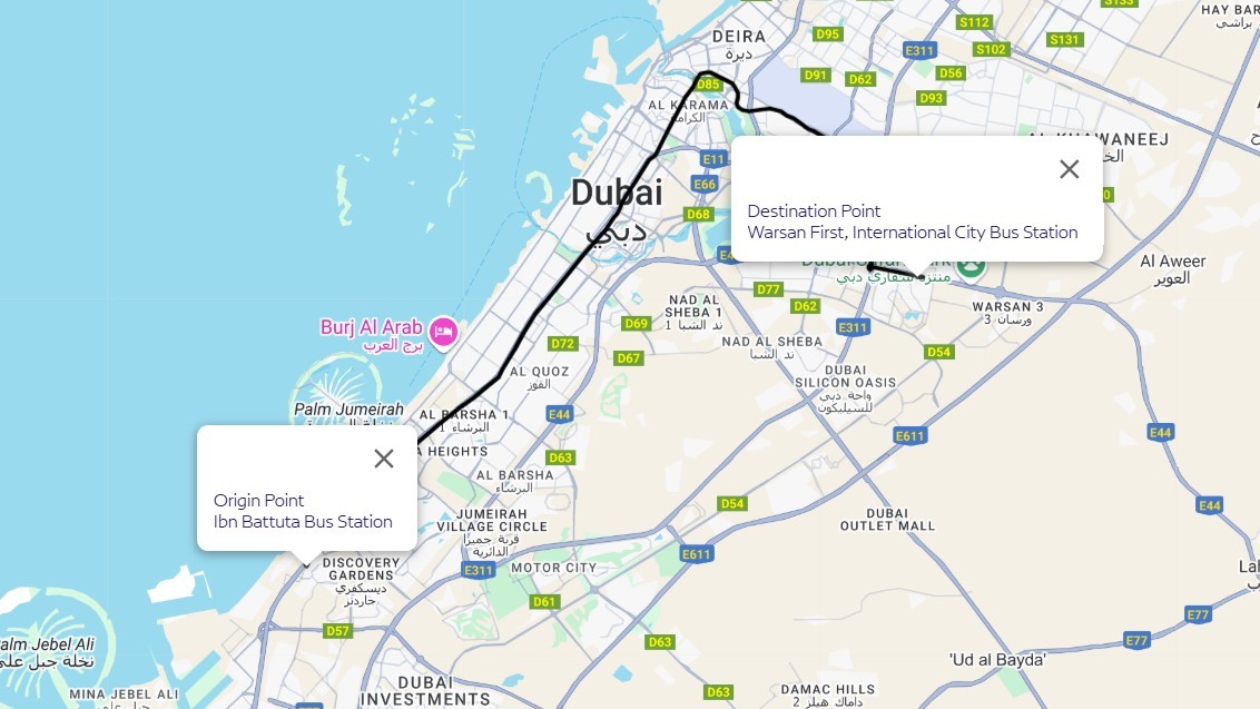 Ibn Battuta To International City Route Map