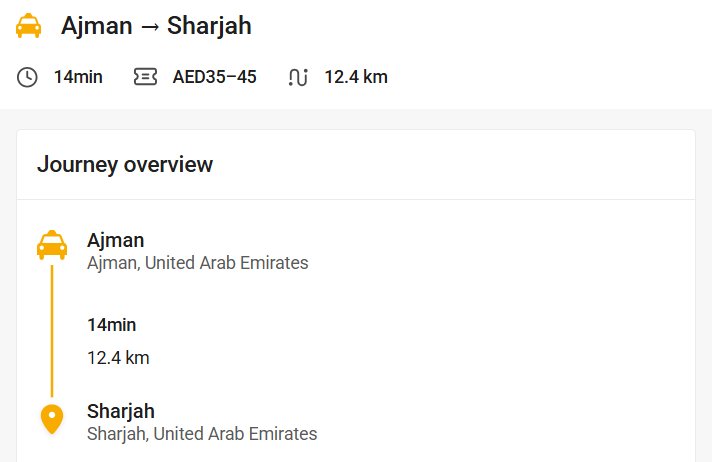 Ajman To Sharjah By Taxi Overview