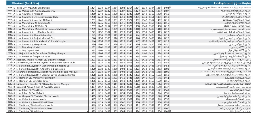 Bus 102 Weekend Timetable 3