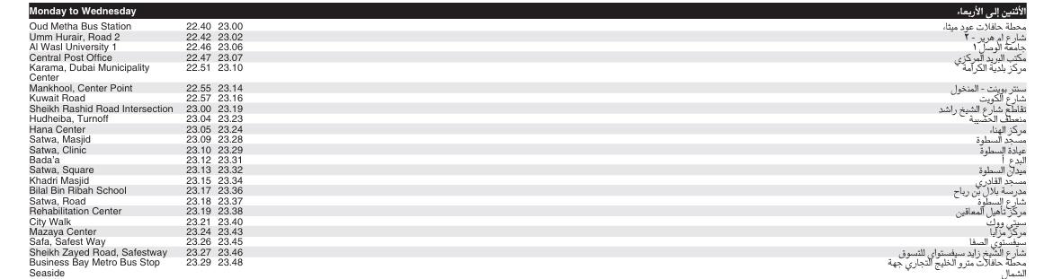 Bus 14 Monday To Wednesday Timetable 2