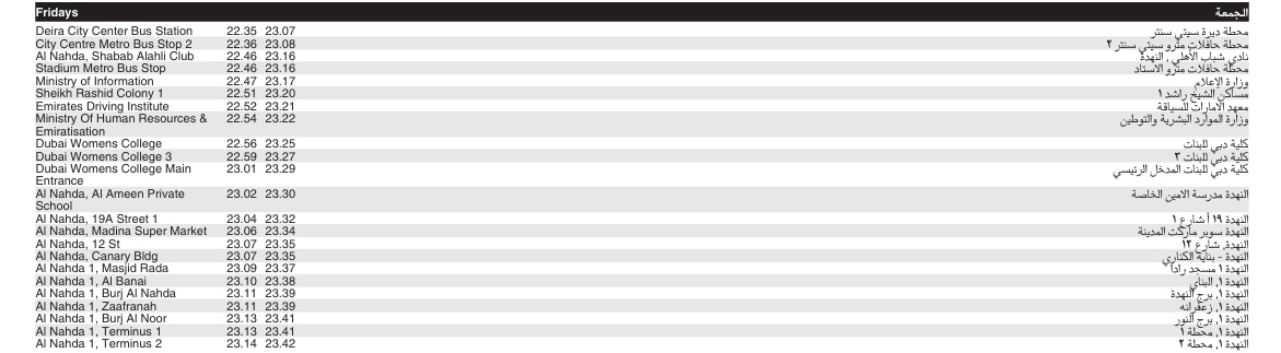 Bus 22 Friday Timetable 2