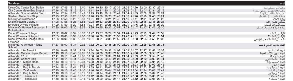 Bus 22 Sunday Timetable 2