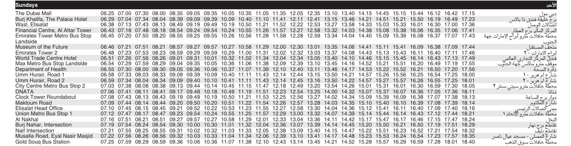 Bus 27 Sunday Timetable 1