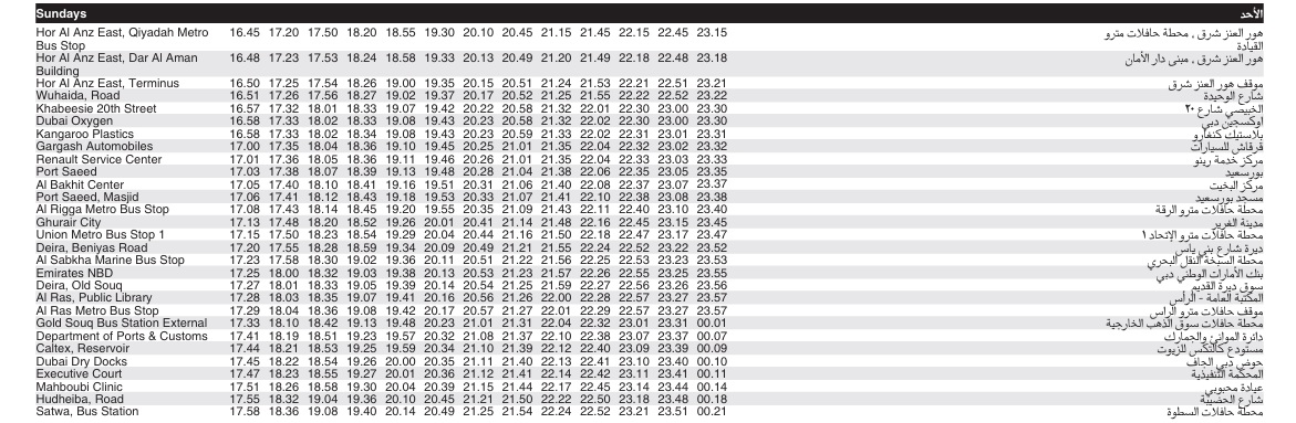 Bus C09 Sunday Timetable 2