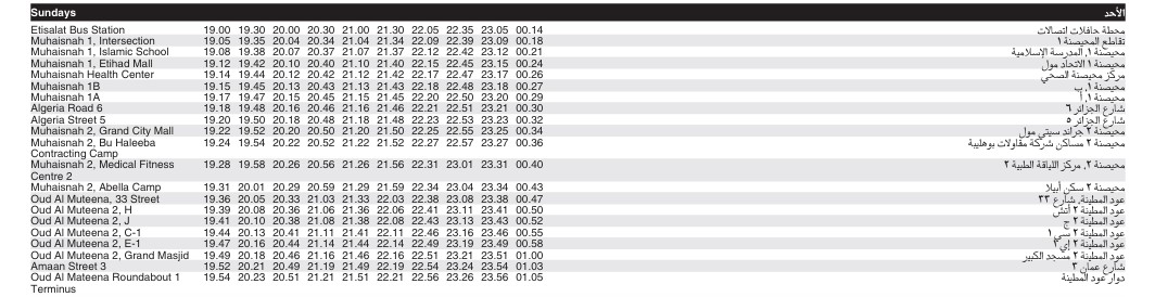 Bus F39 Sunday Timetable 2