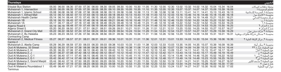 Bus F39 Thursday Timetable 1