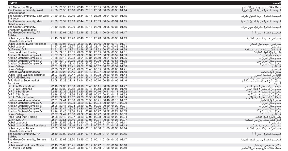 Bus F50 Friday Timetable 3