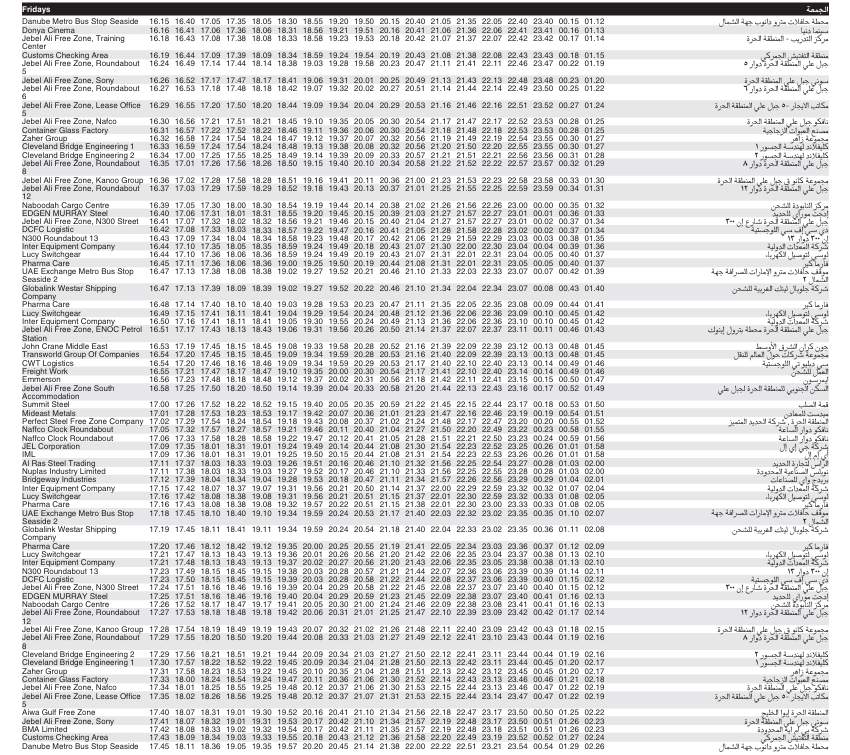 Bus F54 Friday Timetable 2