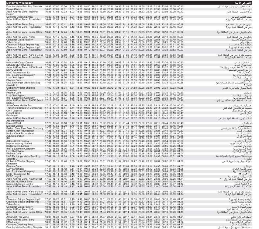 Bus F54 Monday To Wednesday Timetable 2