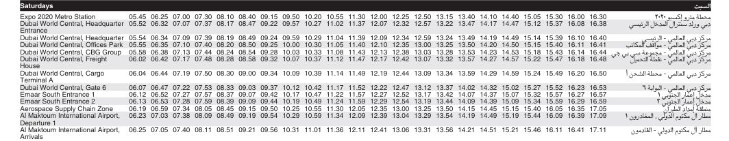 Bus F55 Saturday Timetable 1