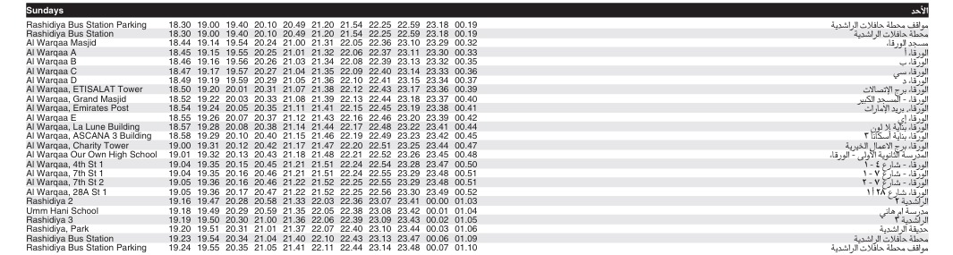 Bus F61 Sunday Timetable 2