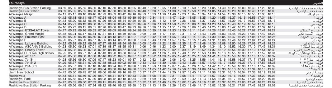 Bus F61 Thursday Timetable 1