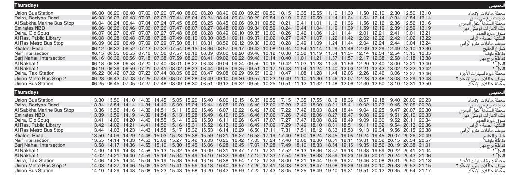 Bus F63 Thursday Timetable 1