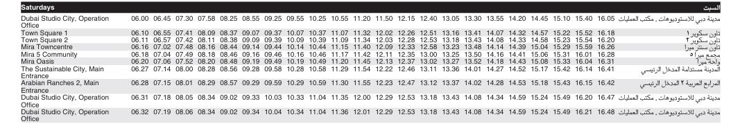 Bus J05 Saturday Timetable 1