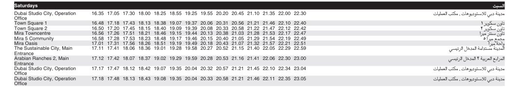 Bus J05 Saturday Timetable 2