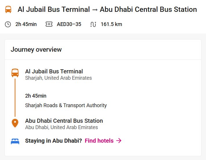 Fastest And Cheapest Route Available For Sharjah To Abu Dhabi