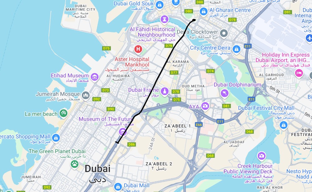 Union To Ras Al Khaimah Route Map