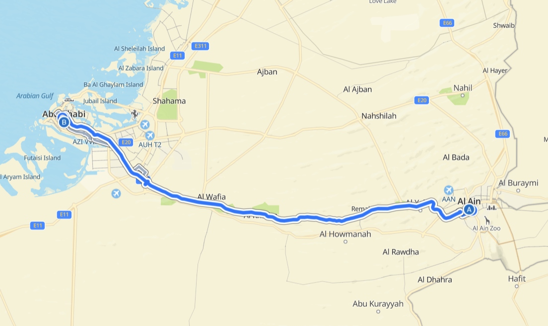 Al Ain to Abu Dhabi Bus Timetable Service Details 1 Al Ain To Abu Dhabi Bus Route 1