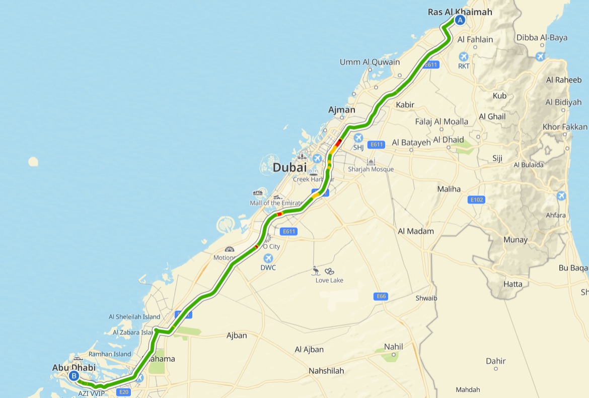 Ras Al Khaimah To Abu Dhabi Route Map