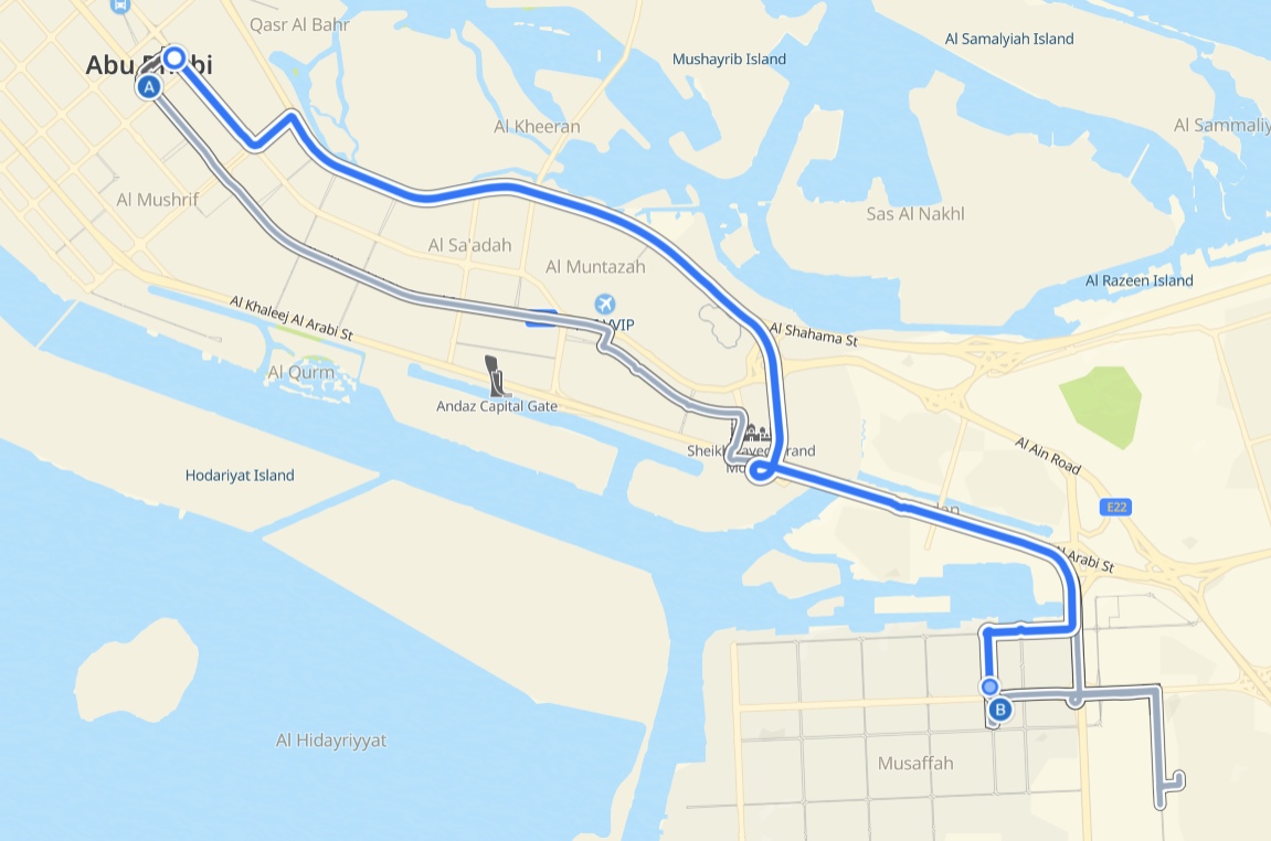 Abu Dhabi Bus 111 Route Map