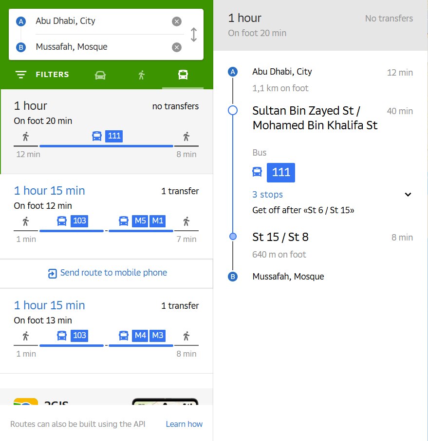 Abu Dhabi Bus 111 Route Options