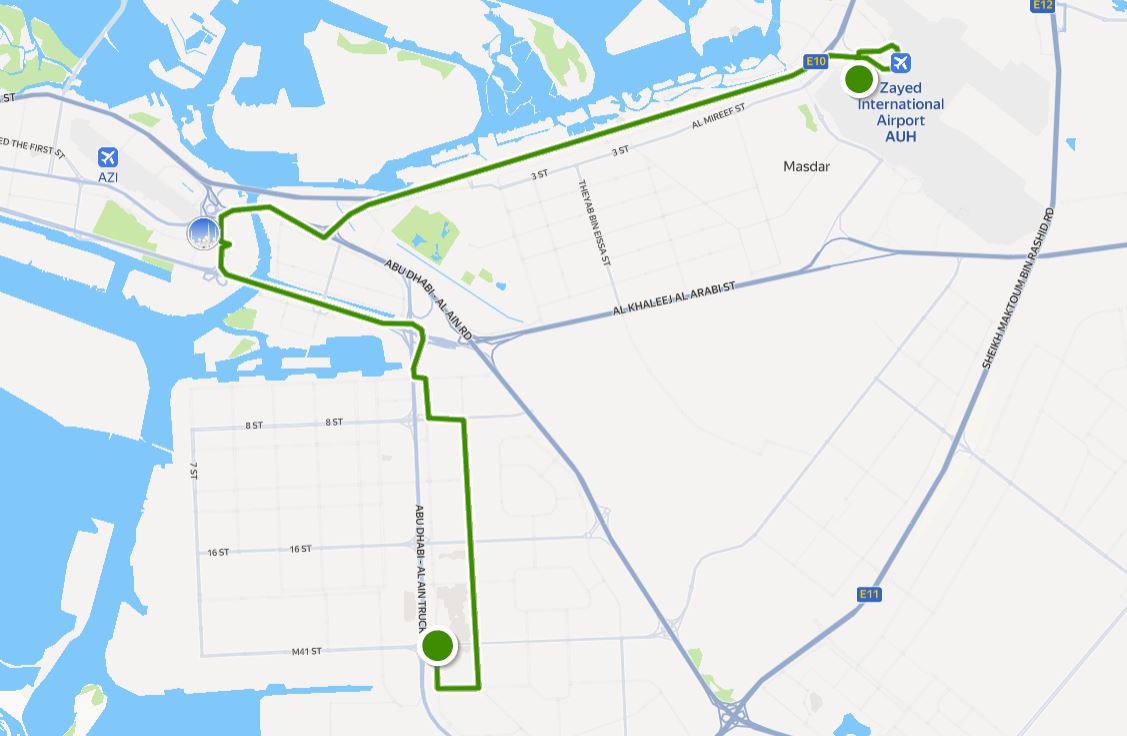 Abu Dhabi Bus A10 Timings – Zayed International Airport to MBZ City Bus Station 3 Ad Bus A10 Route